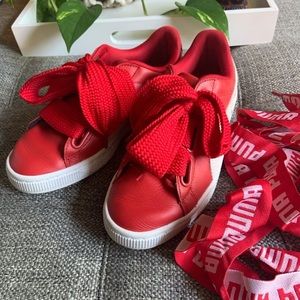 puma basket heart infant burgundy